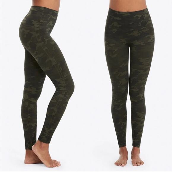 SPANX Look at me Now High Waist Leggings  Green Camo Camouflage Size Medium 6-8 - Picture 1 of 6